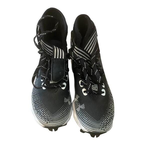 Under Armour Baseball Soccer Cleats Size 13K White Black Ankle Lace Up Sneaker - Picture 9 of 12